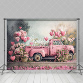 Aperturee - Aperturee Retro Pink Truck Romantic Valentines Day Backdrop